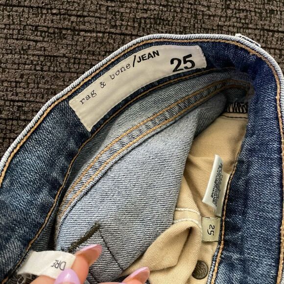 Rag & Bone Dre Camo Low Waist Skinny Jeans Raw Hem Size 25 - Picture 4 of 7